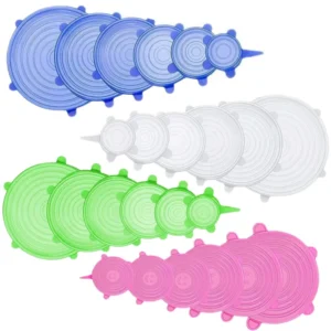 6Pcs Kitchen Reusable Silicone Seal Lid, Universal Silicone