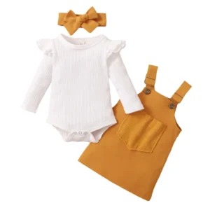 Baby Girl Three Piece Suit , Long Sleeve Romper