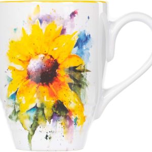 Dean Crouser Sunflower Watercolor Yellow On White