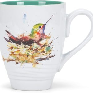 Watercolor 16 Ounce Glossy Ceramic Stoneware Bird Mug