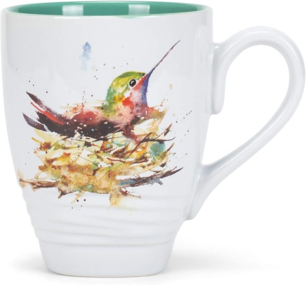 Watercolor 16 Ounce Glossy Ceramic Stoneware Bird Mug