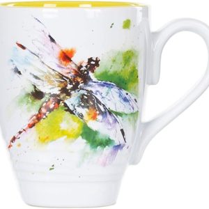 Dean Crouser Dragonfly Watercolor Yellow On White