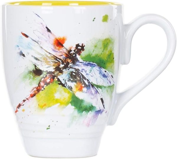 Dean Crouser Dragonfly Watercolor Yellow On White