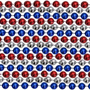 7mm Round Metallic Red, Blue and Silver Mardi Gras
