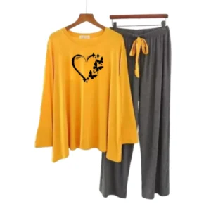 Butterfly Heart Printed Lounge Wear 2 piece Pajama Night Suit