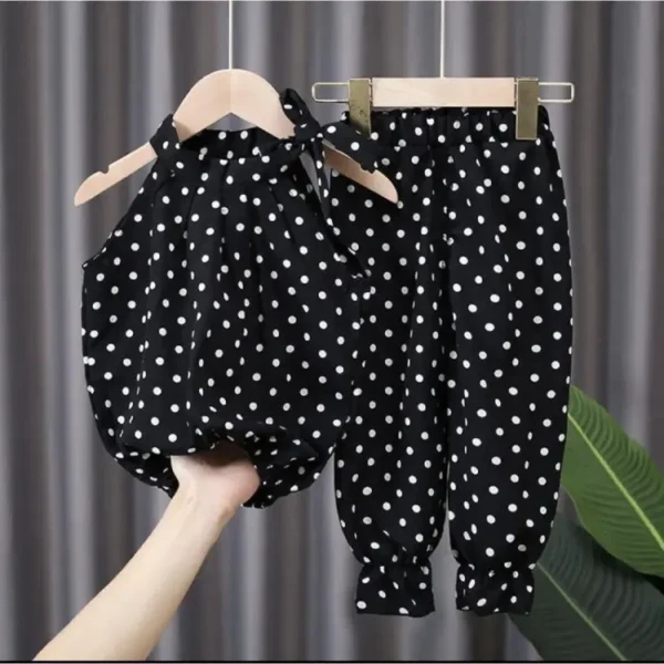 Baby Girl Stylish outfit/ Polka dot shirt with trouser - Image 2