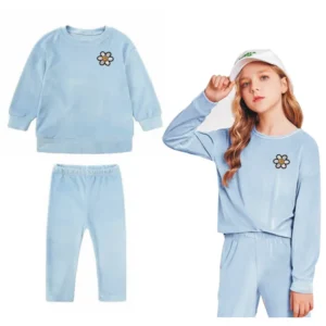Girls 2 Piece Outfit Sweatsuits Set Kids Velour