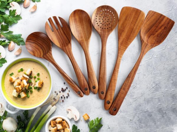 Zulay Kitchen 6-Piece Wooden Spoons for Cooking - Image 6