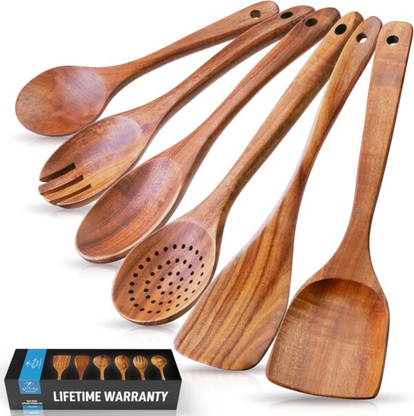 Zulay Kitchen 6-Piece Wooden Spoons for Cooking
