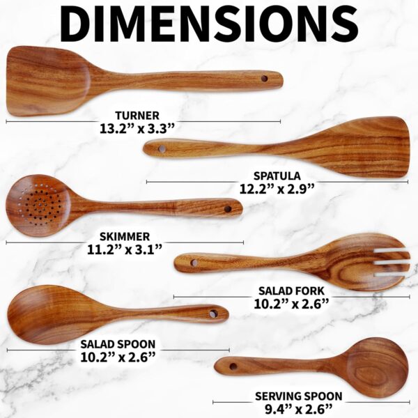Zulay Kitchen 6-Piece Wooden Spoons for Cooking - Image 3