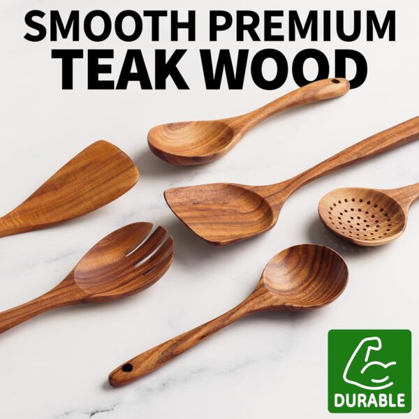 Zulay Kitchen 6-Piece Wooden Spoons for Cooking - Image 4